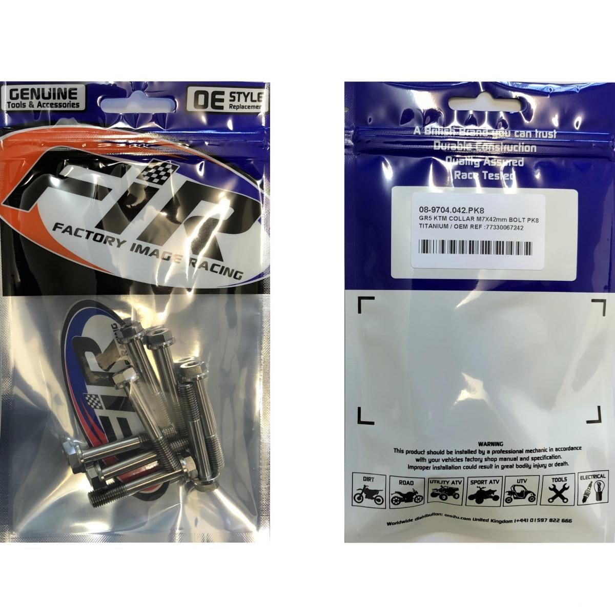 GR5 KTM COLLAR M7X42mm BOLT PK8, TITANIUM / OEM REF :77330067242, / PACK OF 8 - Image 3