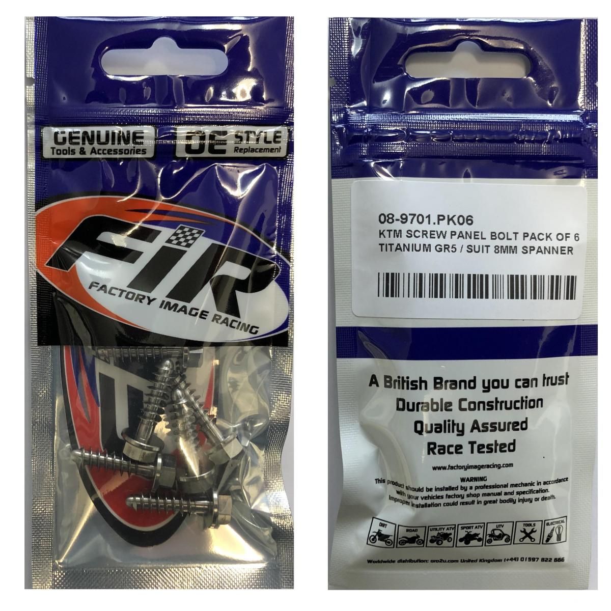 KTM SCREW PANEL BOLT PACK OF 6, TITANIUM GR5 / SUIT 8MM SPANNER, KTM OEM REF: 0017060206 - Image 3