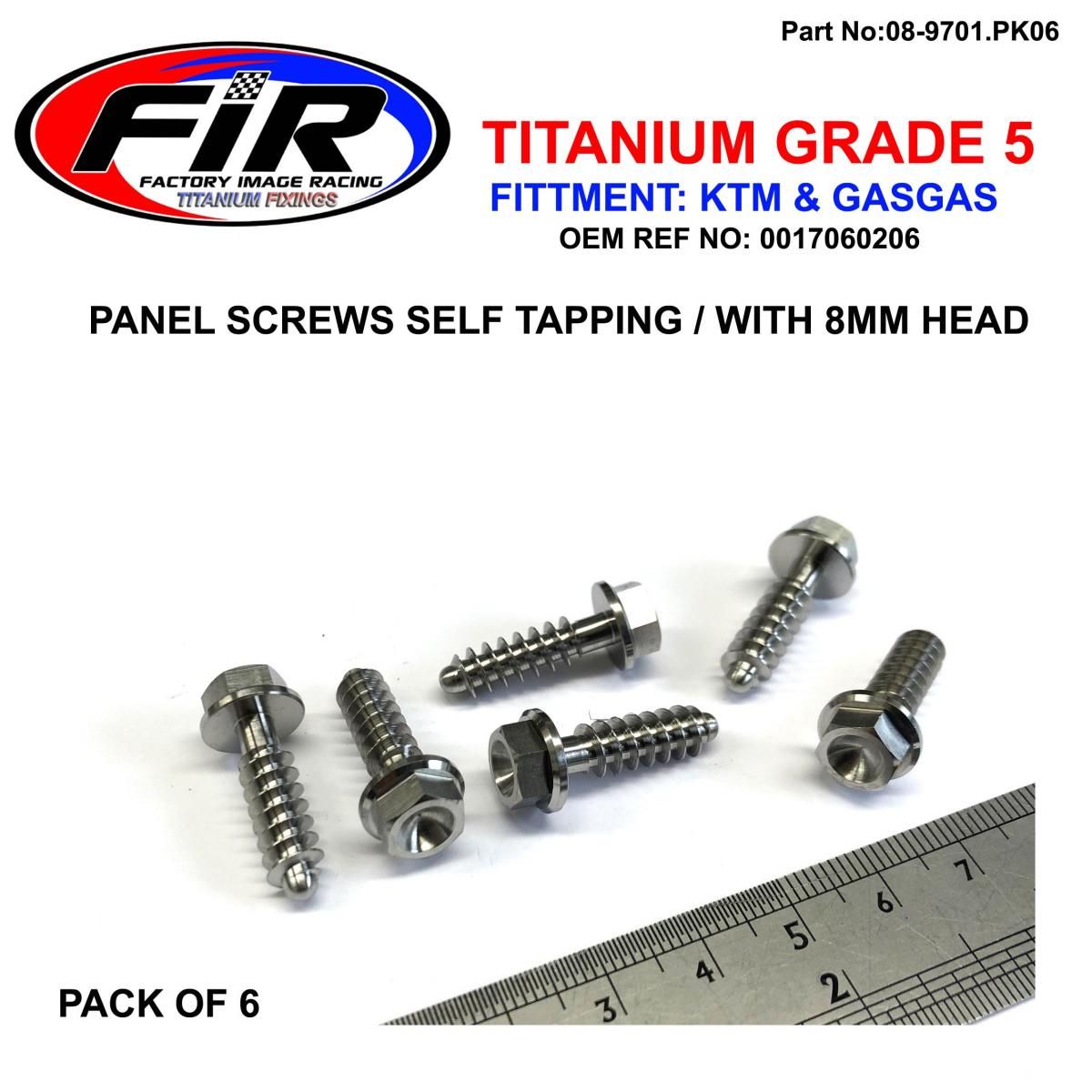 KTM SCREW PANEL BOLT PACK OF 6, TITANIUM GR5 / SUIT 8MM SPANNER, KTM OEM REF: 0017060206 - Image 4