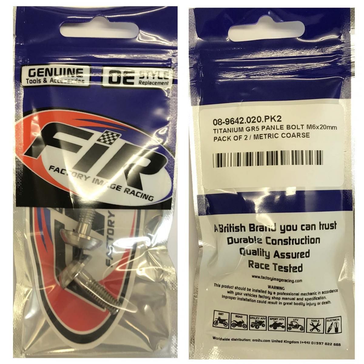 TITANIUM GR5 PANEL BOLT M6X20mm, PACK OF 2 / METRIC COARSE - Image 4