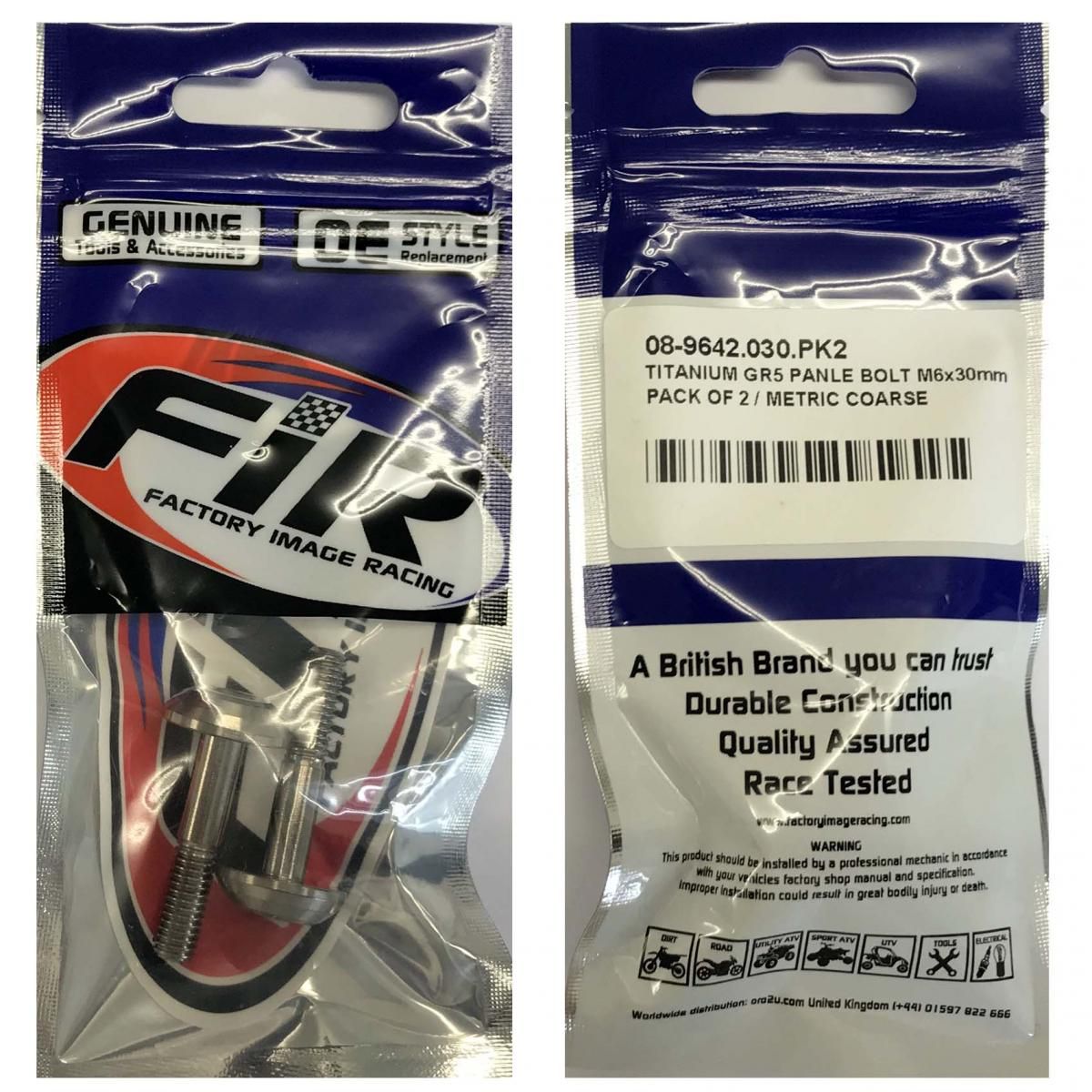 TITANIUM GR5 PANEL BOLT M6X30mm, PACK OF 2 / METRIC COARSE - Image 4