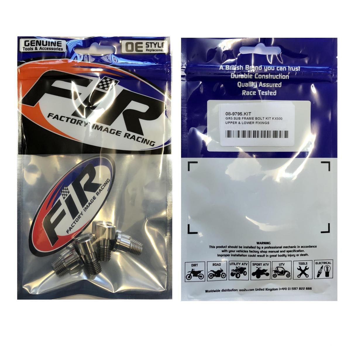 GR5 SUB FRAME BOLT KIT KX500, UPPER & LOWER FIXINGS, 92002-1713 & 92150-1266