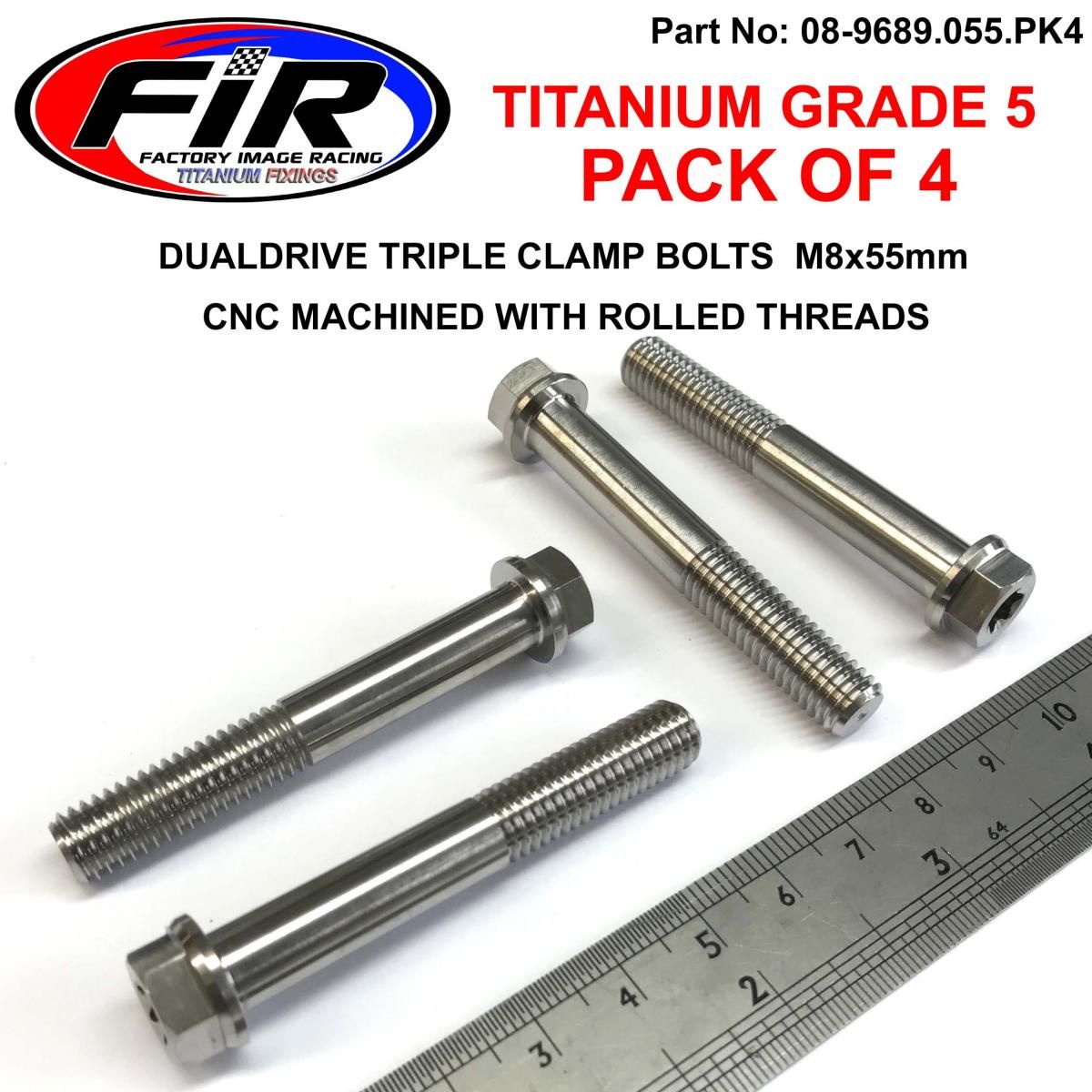 GR5 TITANIUM BOLT M8x55mm PK4, TRIPLE CLAMP BOLTS / DUALDRIVE - Image 3