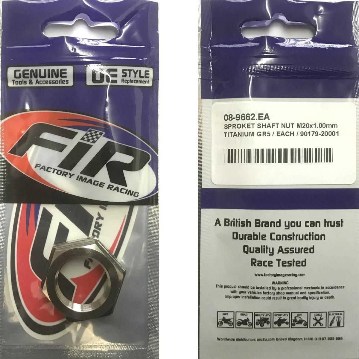 SPROKET SHAFT NUT M20X1.00mm, TITANIUM GR5 / EACH / 90179-20001 - Image 2