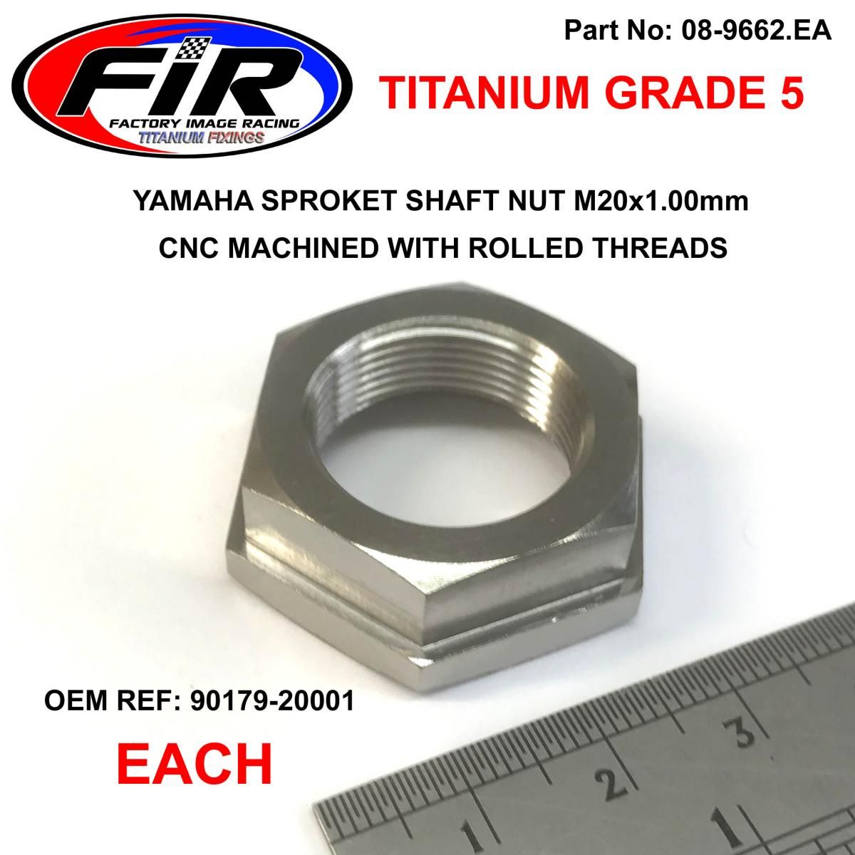 SPROKET SHAFT NUT M20X1.00mm, TITANIUM GR5 / EACH / 90179-20001 - Image 3