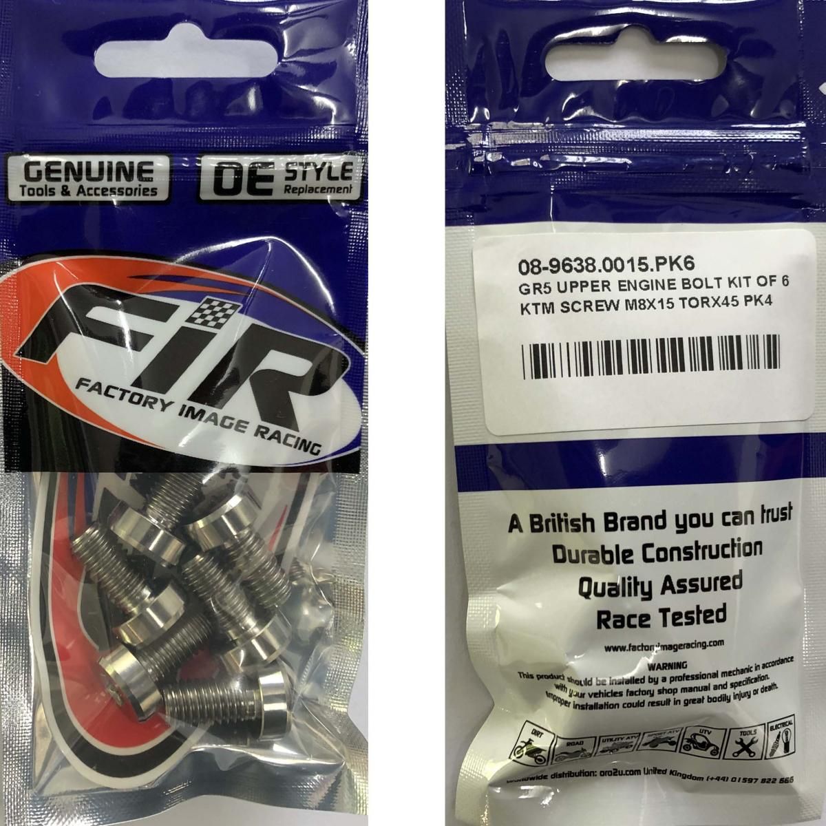 GR5 UPPER ENGINE BOLT KIT OF 6, KTM SCREW M8X15 TORX45 PK6, / 0035080156S - Image 5