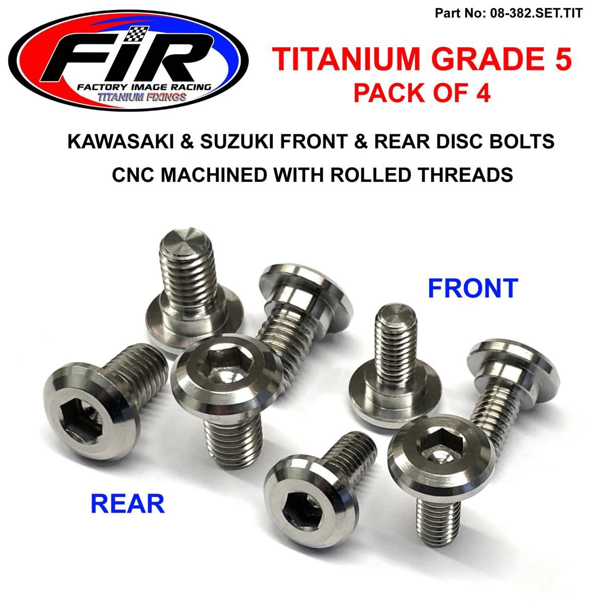 TI GR5 BOLTS DISC KAW/SUZ KIT/8, TITANIUM FRONT & REAR RM KX KXF, / FIR BRAND - Image 4