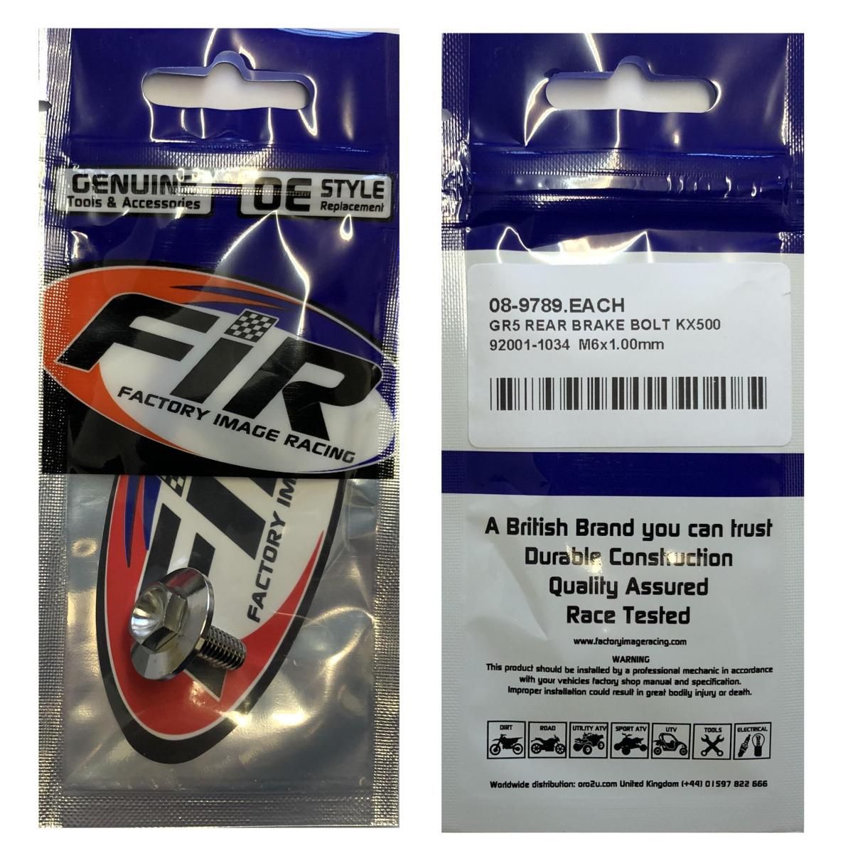 GR5 REAR BRAKE BOLT KX500, 92001-1034 M6x1.00mm, FACTROY IMAGE RACING - Image 4