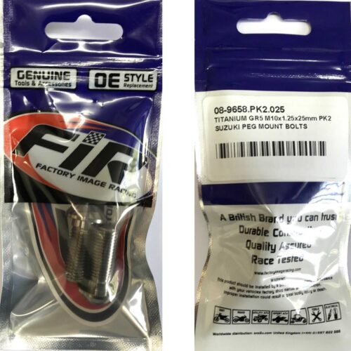 TITANIUM GR5 M10x1.25x25mm PK2, SUZUKI PEG MOUNT BOLTS, / 0910310415 09103-10415