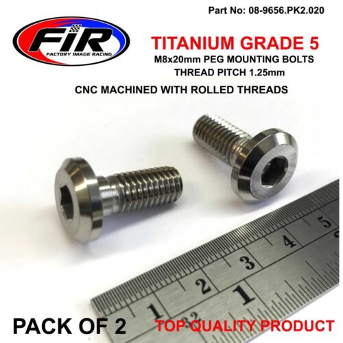 TITANIUM GR5 M8x1.25x20mm PK2, UNIVERSAL PEG MOUNT BOLTS, / FLAT HEAD BOLT