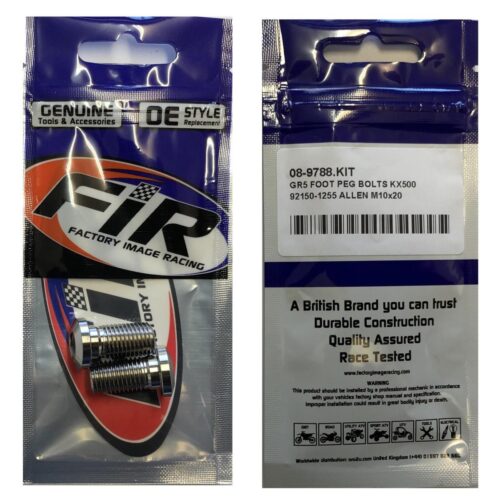 GR5 FOOT PEG BOLTS KX500, 92150-1255 ALLEN M10x20, FACTROY IMAGE RACING