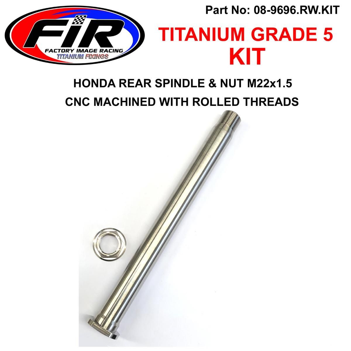 HONDA REAR SPINDLE & NUT M22x1.5, TITANIUM GRADE 5 / OEM REF: 42301-KRN-A30 & 90305-KZ4-J20 - Image 2