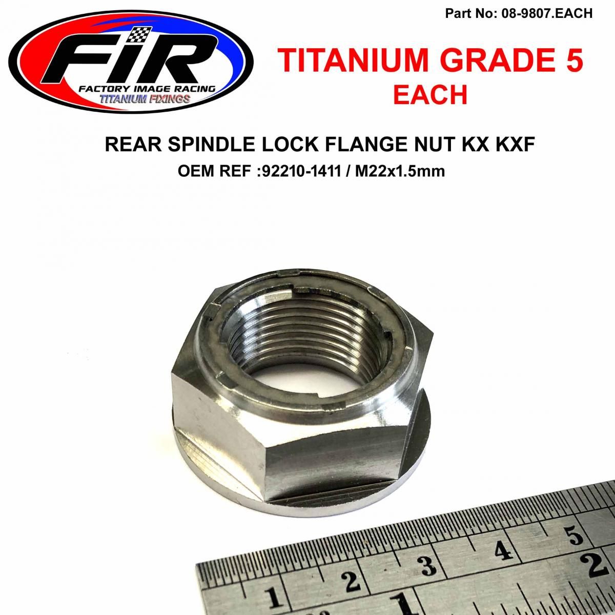 GR5 REAR SPINDLE NUT KX KXF, 92210-1411 M22x1.5mm, TITANIUM - Image 2