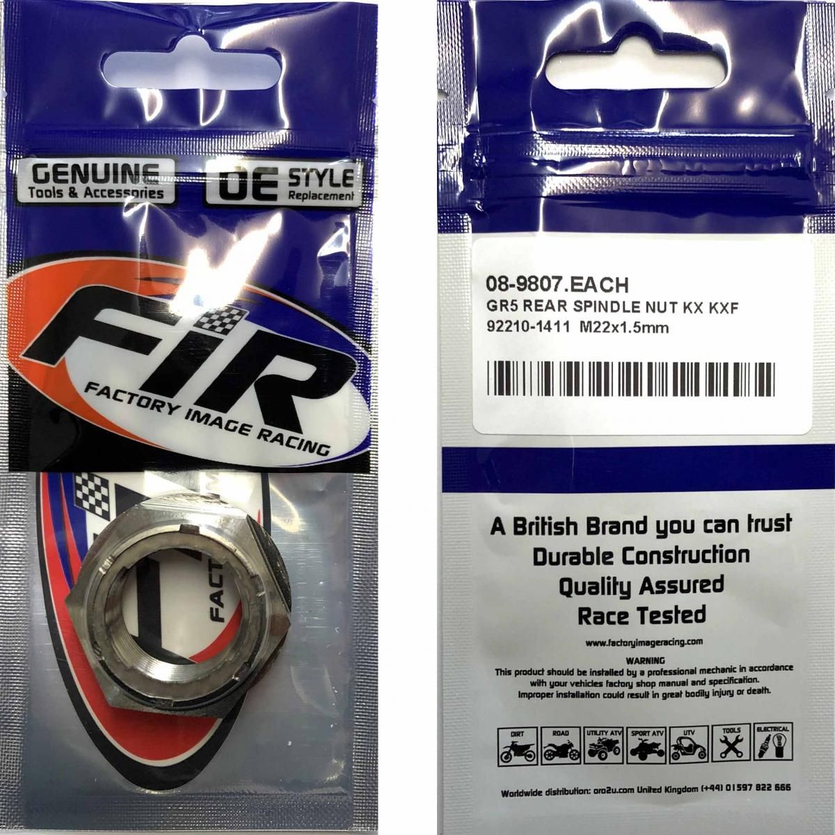 GR5 REAR SPINDLE NUT KX KXF, 92210-1411 M22x1.5mm, TITANIUM