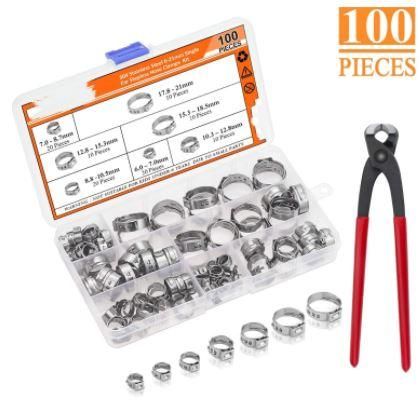 100PCS CLIPS TOOL CLAMP SET 6-21mm STEPLESS FUEL LINE - Image 2