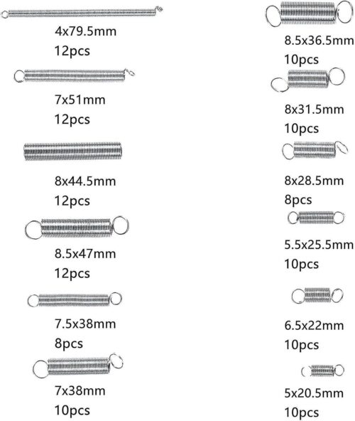 SPRING ASSORTMENT MIX KIT – ZINC PLATED SPRINGS – 20 SIZES