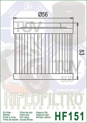 OIL FILTER HIFLO HF151 ROTAX