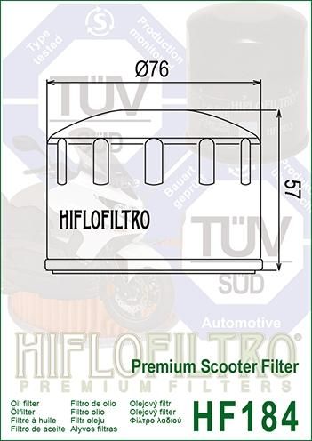 OIL FILTER HIFLO HF184 APRILIA, 830239/82658R/82883R, PIAGGIO, ROAD, 82960R