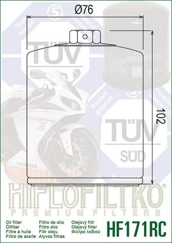 OIL FILTER HIFLO HF171CRC RACE, 63798-99, 63731-99, 63731-99A, ROAD, BUELL - Image 4