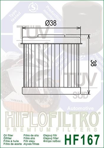 OIL FILTER HIFLO HF167 DAELIM, Daelim 15412-KN6-9612, ROAD