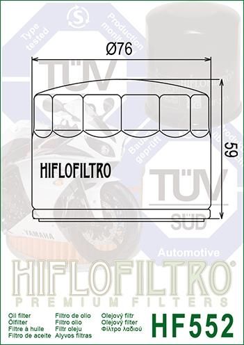 OIL FILTER HIFLO HF552 MGUZZI, 14153000 ROAD, MOTO GUZZI