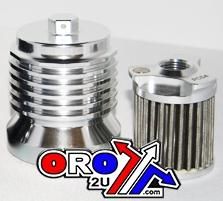 OIL FILTER SPIN ON SILVER, PC RACING S/STEEL PCS6C, REUSABLE