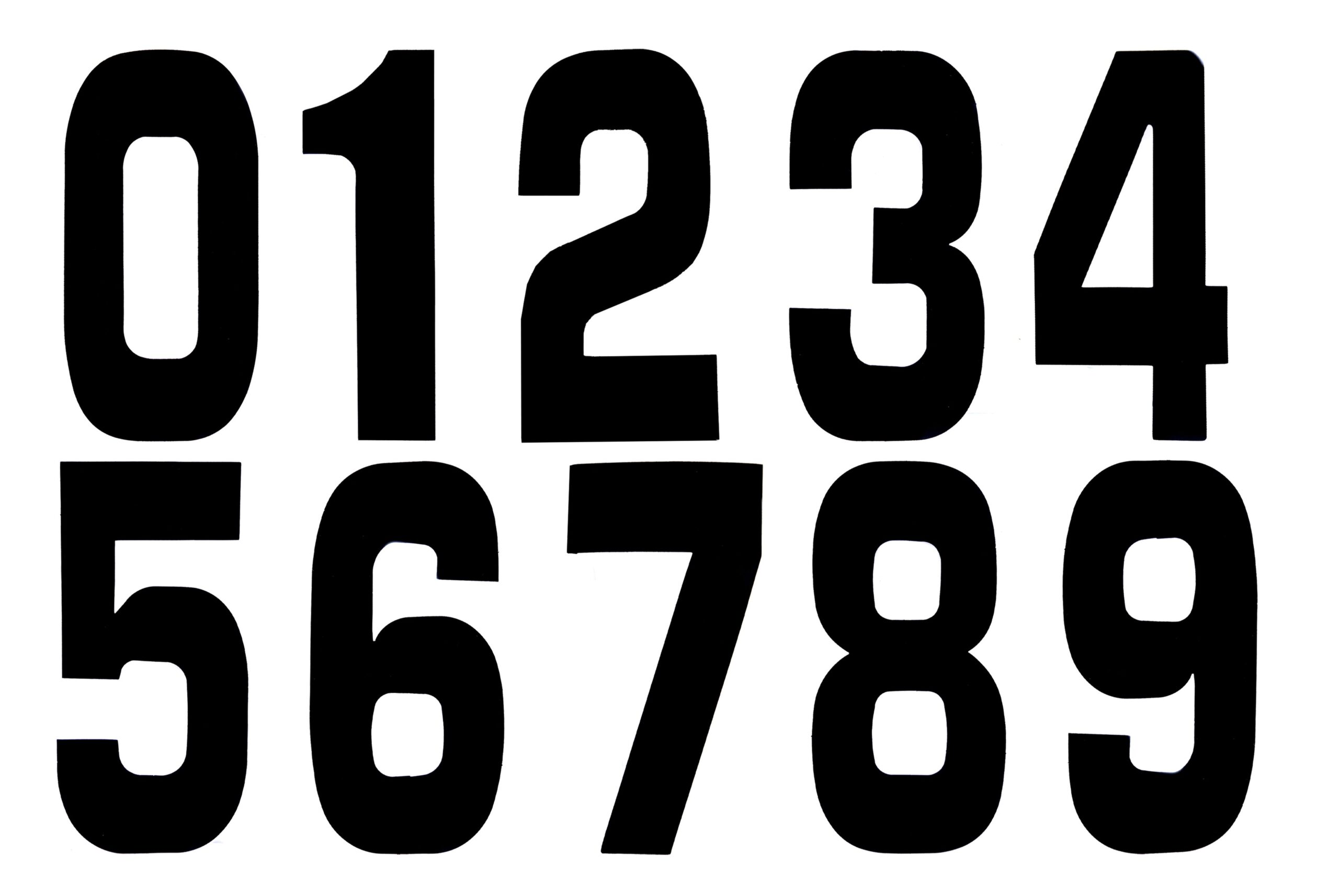 8″ BLACK RACE NUMBERS 0-9, 25 OF EACH – PACK OF 250