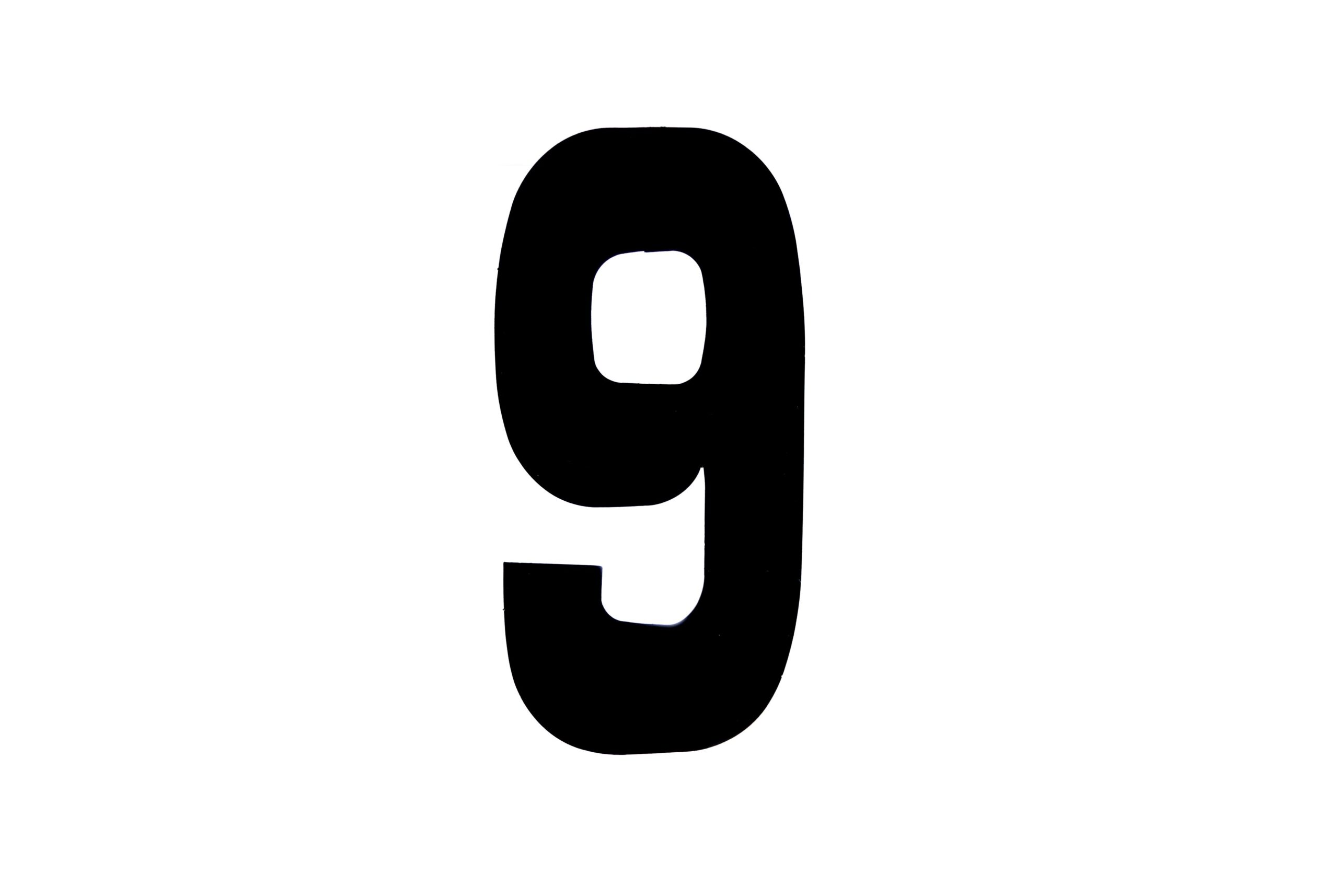 RACE NUMBERS – 6 SIX / 9 NINE – BLACK, EACH / 15cm 6″ / VINYL STICKER