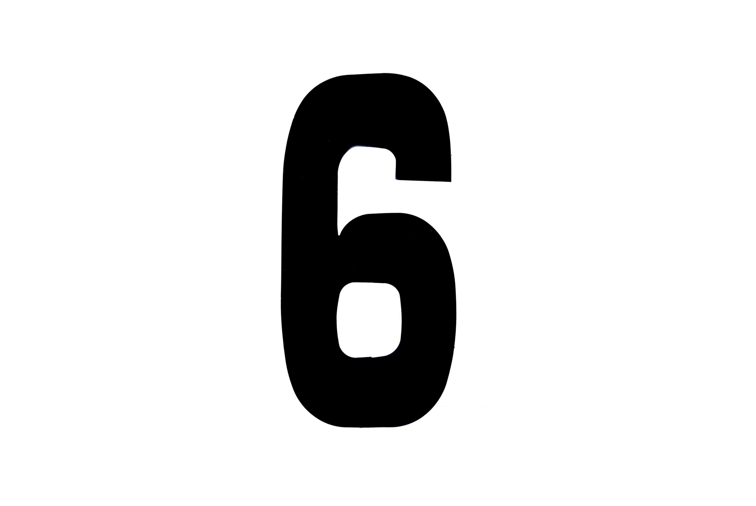 RACE NUMBERS – 6 SIX / 9 NINE – BLACK, PACK OF 25 / 15cm 6″ / VINYL STICKER