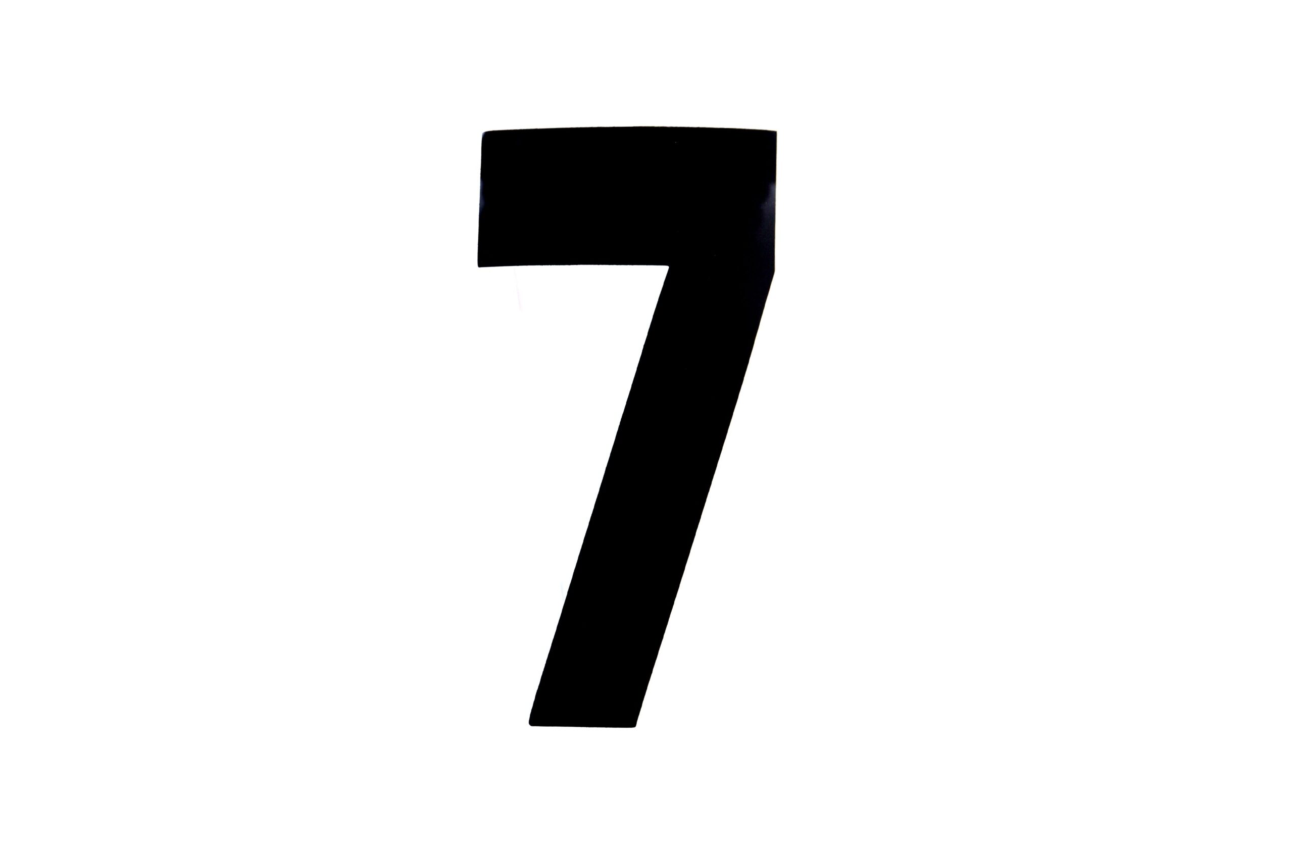 RACE NUMBERS – 7 SEVEN – BLACK, EACH / 15cm 6″ / VINYL STICKER