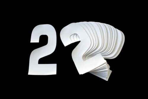 RACE NUMBERS – 2 TWO – WHITE, PACK OF 25 / 15cm 6″ / VINYL STICKER