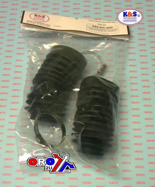 200mm FORK BOOT SET BLACK, HINKLEY T100 BONNEVILLE TYPE., KS16-3009