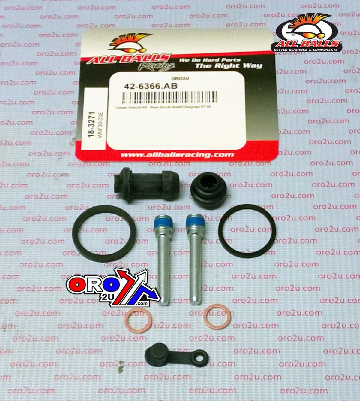 BRAKE CALIPER REBUILD KIT ALLBALLS, ALLBALLS 18-3271 SUZ AN400 BURGMAN 07-16 REAR