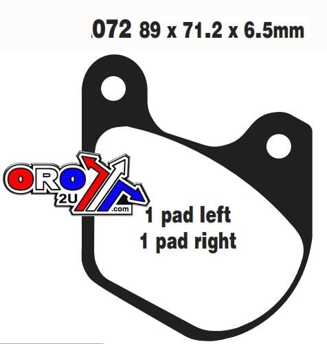 BRAKE PADS STD SEMI-METAL, EBC FA072, HARLEY DAVIDSON