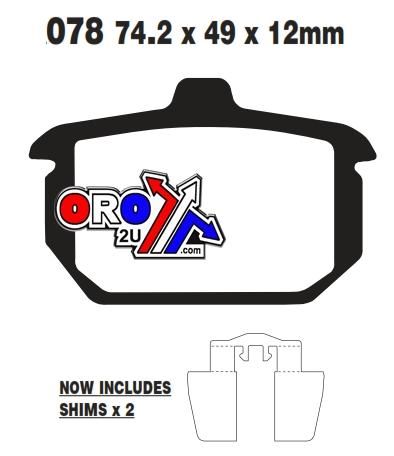 BRAKE PADS STD SEMI-METAL, EBC FA078, HARLEY DAVIDSON - Image 2