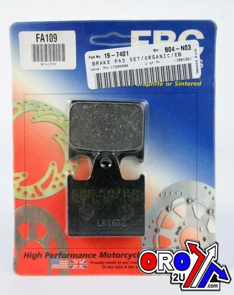 BRAKE PADS DISC STD Organic, EBC FA109 BLACK