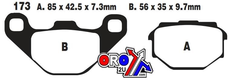 BRAKE PADS STD KEVLAR ORGANIC, EBC FA173 SEMI-METAL BLACK