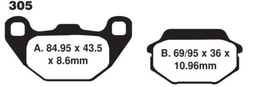 BRAKE PADS STD KEVLAR ORGANIC, EBC FA305 BLACK