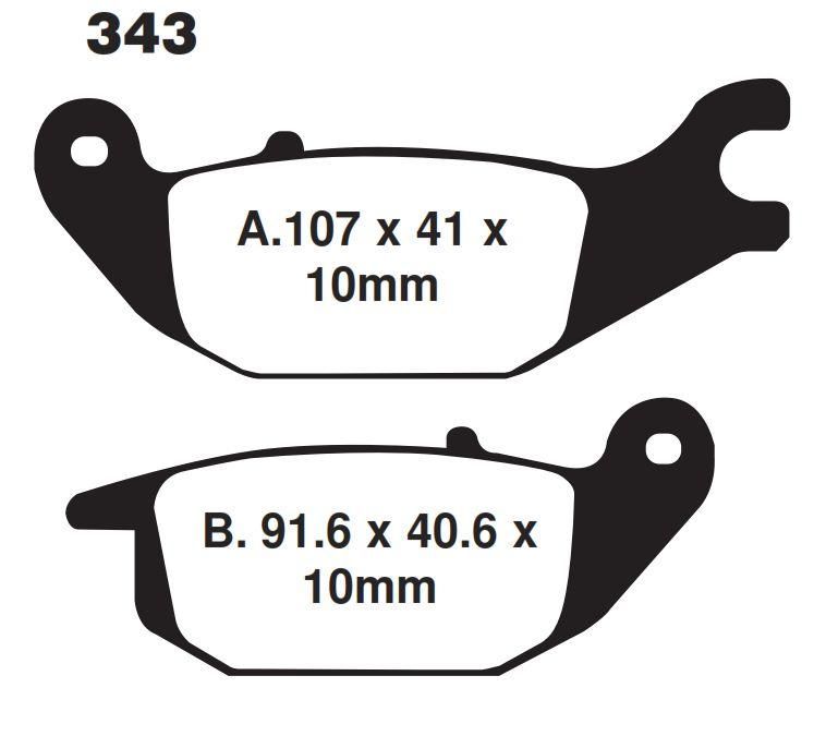 BRAKE PADS STD SEMI-METAL, KYOTO S1167 (EBC FA343) BLACK - Image 3