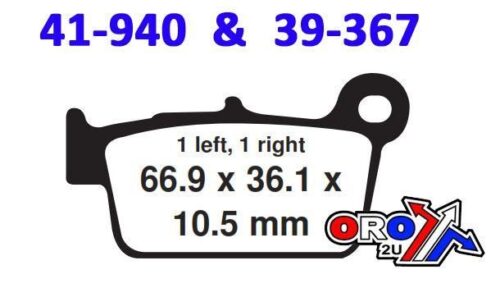 BRAKE PADS SINTERED RC-1, RENTHAL BP-104, BP104 WORKS, 39-367, 41-940.H.REN