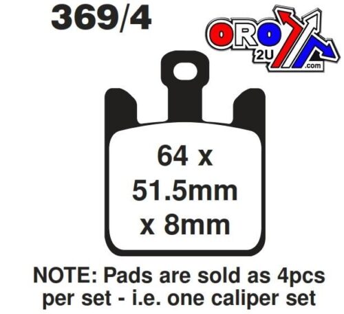 BRAKE PADS SINTERED METAL HH, EBC FA369/4HH SET/4 PCS
