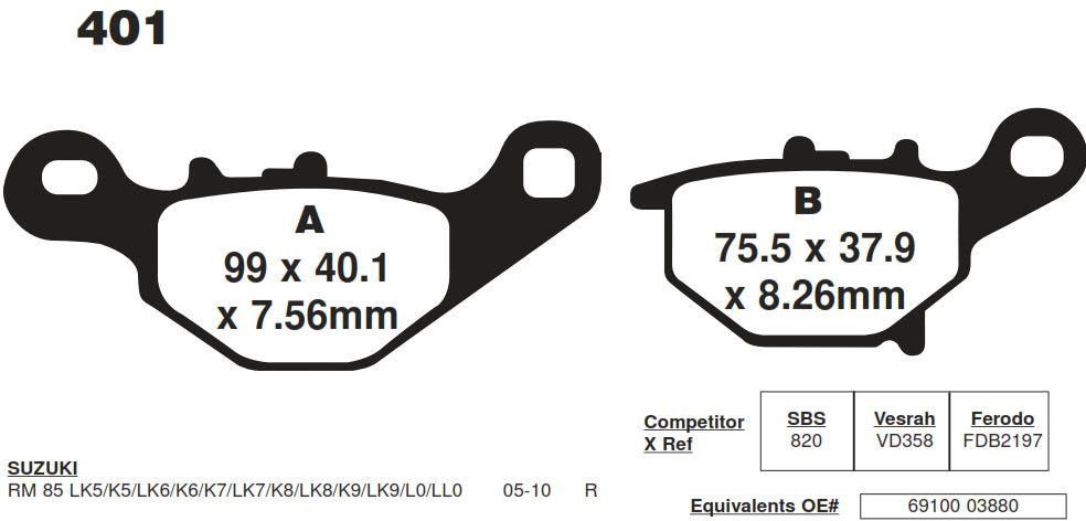 BRAKE PADS STD MOTO-MASTER, SEMI-METALLIC STD 094811 - Image 3