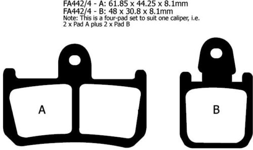BRAKE PADS SINTERED METAL 4pcs, EBC FA442/4HH (VD444)