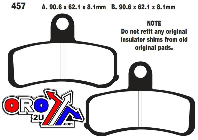 BRAKE PADS SINTERED METAL, EBC FA457HH GOLD, HARLEY DAVIDSON - Image 2