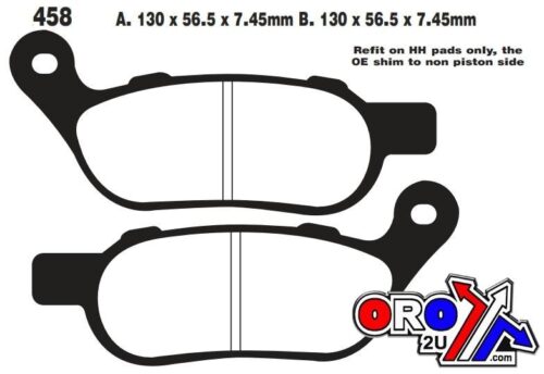 BRAKE PADS SINTERED METAL HH, EBC FA458HH GOLD, HARLEY DAVIDSON
