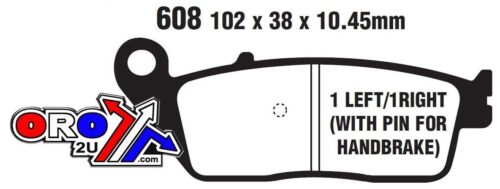 BRAKE PADS STD SCOOTER ORGANIC, EBC SFA608, KEVLAR BACK, KAWASAKI, KYMCO