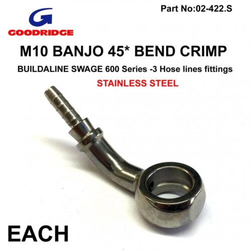 BANJO 45* CRIMP STAINLESS, GOODRIDGE S5094-03C, SWAGE CRIMP FITTING 600 Series -3