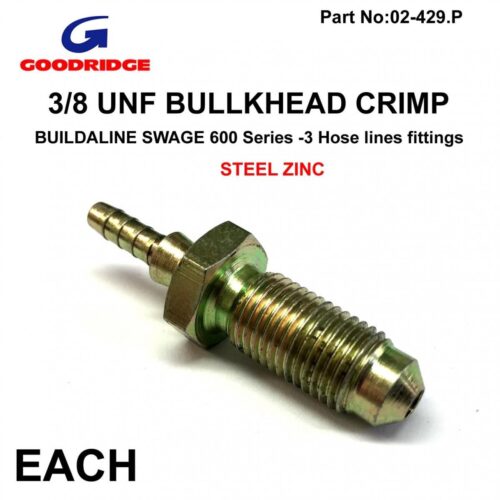 BULLKHEAD MALE/MALE ADAPTOR, 3/8UNF GOODRIDGE S443-03P, SWAGE CRIMP FITTING 600 Series -3