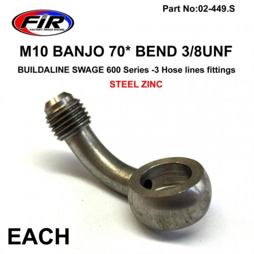 M10 BANJO 70* BEND 3/8UNF FR SWAGE CRIMP FITTING 600 Series -3 / STEEL ZINC