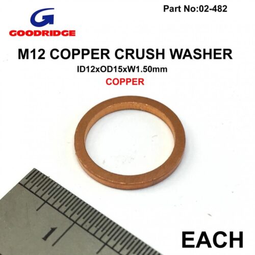 M12 COPPER CRUSH WASHER EA, EACH SIZE ID12 x OD15 x W1.50m, 44519 / GOODRIDGE